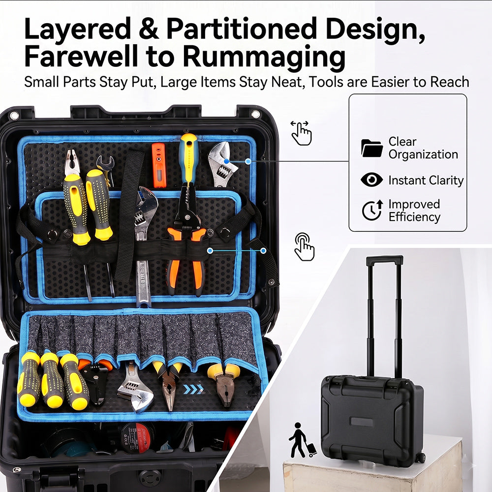 Dual-Use Handheld & Rolling Industrial Protective Tool Storage Case