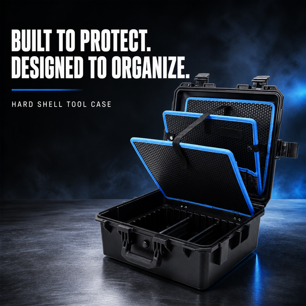 Protective Hard Shell Tool Box with Removable Organizer Panels