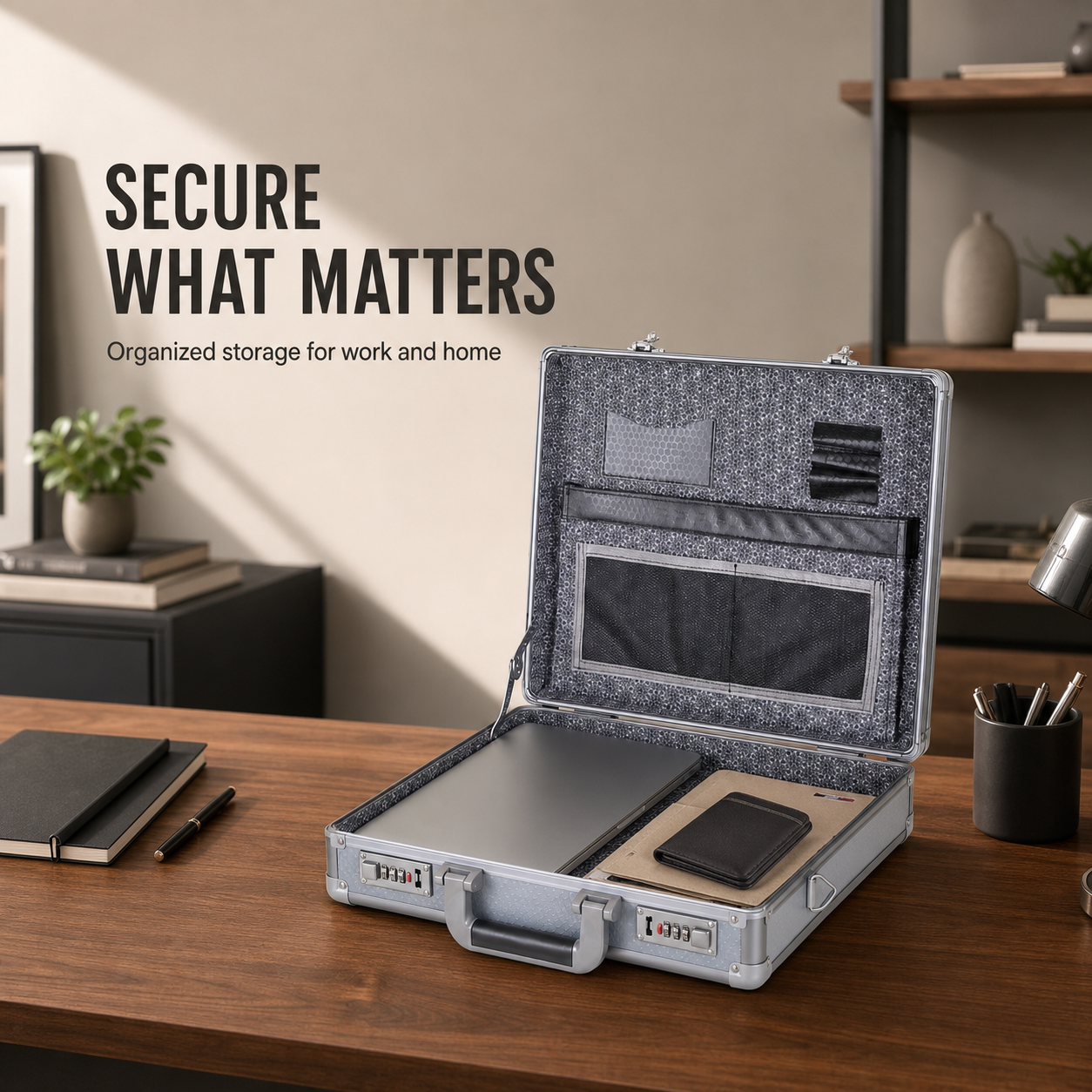 380 Lockable Aluminum-Framed Storage Case for 14-Inch Laptop & Documents
