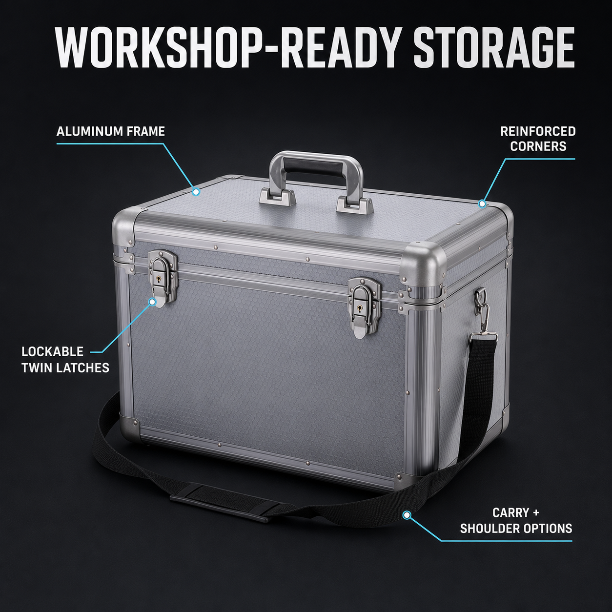 ALUBOX Portable Aluminum Tool Storage Case with Removable Dividers