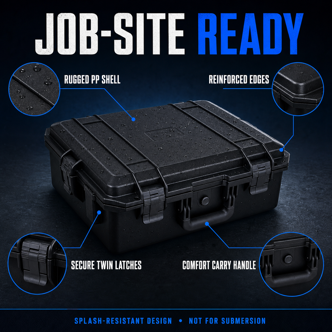 Protective Hard Shell Tool Box with Removable Organizer Panels