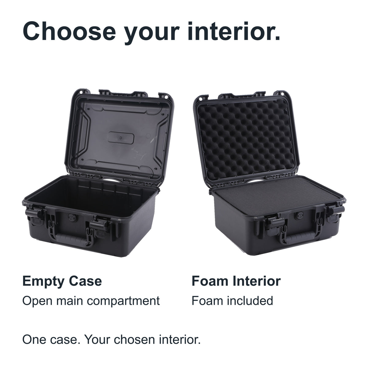 Open black FR2 Empty Case and Foam Interior options displayed side by side.