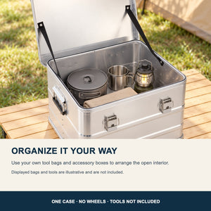 Open interior for tool bags and accessory boxes