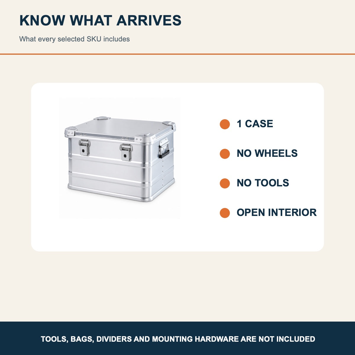 One non-wheeled aluminum case included