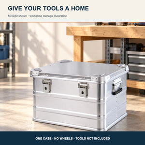 ALUBOX 504030 aluminum tool storage case in a workshop