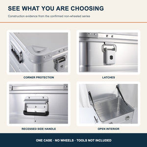 Aluminum case shell latches corners and open interior details